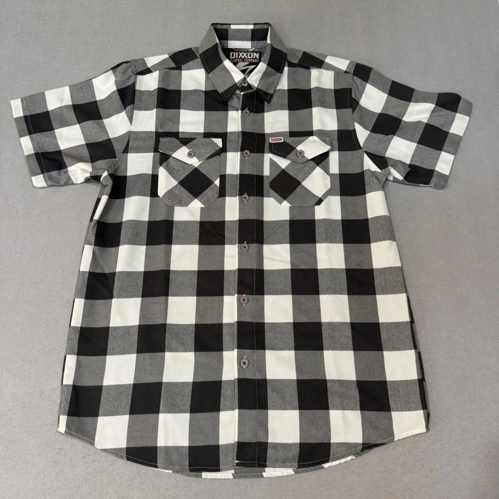 Dixxon Flannel Company Pinnacle Shirt Mens LT Black White Buffalo Check Custom